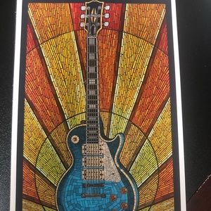 Lantern Press, Guitar, Paper Mosaic, Postcard